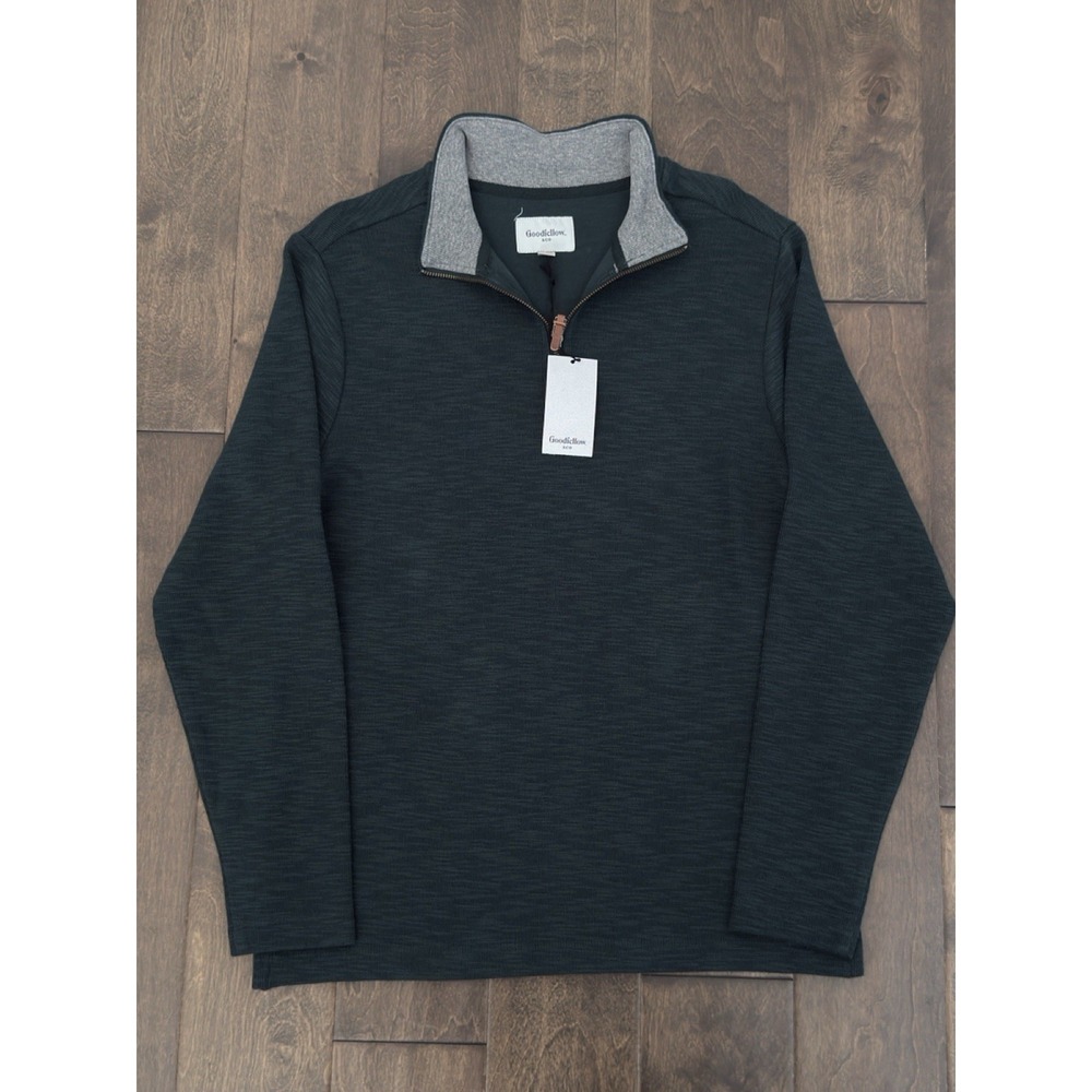 NWT Goodfellow & Co Mens Green Quarter Zip Pullover Size Small Cotton Blend